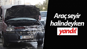 Sanayiden yeni çıkan araç seyir halindeyken yandı