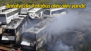 Antalya'da 4 otobüs alev alev yandı! (Video)