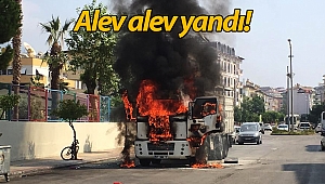 Hareket halinde tutuşan kamyon alev alev yandı (Videolu)
