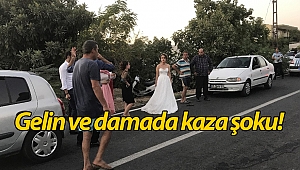 Gelin ve damada kaza şoku! (Videolu)