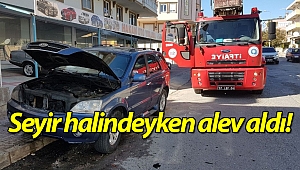 Seyir halindeki araçta yangın çıktı!