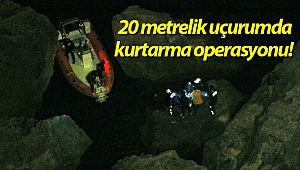 Antalya'da 20 metrelik uçurumda kurtarma operasyonu! (Videolu)