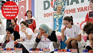Domatexpo'da Türkler ve Ruslar domates yeme yarışı yaptı