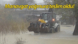 Manavgat yağmura teslim oldu, 15 günlük buzağı iş makinesiyle kurtarıldı!