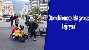Otomobille motosiklet çarpıştı:1 ağır yaralı
