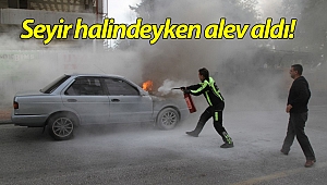 Seyir halindeki LPG'li otomobil yandı!