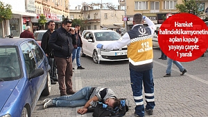 Hareket halindeki kamyonetin açılan kapağı yayaya çarptı: 1 yaralı (videolu)
