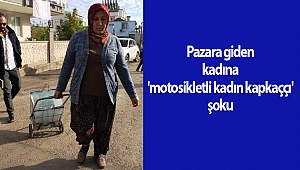 Pazara giden kadına 'motosikletli kadın kapkaççı' şoku  (videolu)