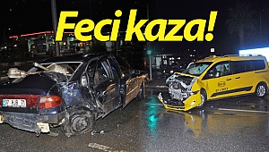 Ticari taksi ile otomobil çarpıştı: 3 yaralı!