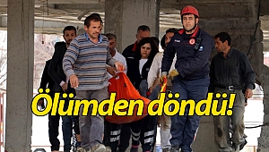 Başına tahta bloklar düşen inşaat işçisi ölümden döndü!
