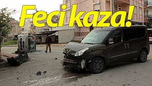 Manavgat'ta trafik kazası güvenlik kamerasına yansıdı! (Videolu)