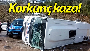 Yolcu midibüsü devrildi: 10 yaralı! (Videolu)