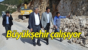 Büyükşehir'den, Kaş Sarıbelen yolu genişletme çalışmaları
