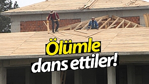 Çatıda tehlikeli çalışma!