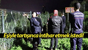 Eşini boşanmaktan vazgeçirmek için falezlere çıkan koca, güçlükle ikna edilebildi!