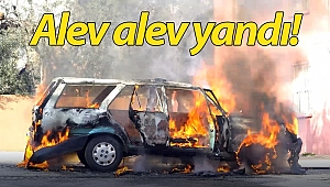 Park halindeki otomobil alev alev yandı!