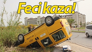 Turistleri taşıyan araç devrildi: 2 yaralı!