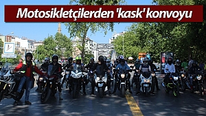 Motosikletçilerden 'kask' konvoyu