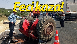 Antalya'da kamyonla çarpışan traktör ikiye bölündü: 1 ölü! (Videolu)