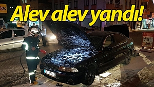 Park halindeki otomobilde yangın! (Videolu)