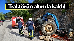 Devrilen traktörün altında kalan sürücü yaralandı!