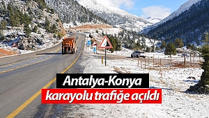 Kar nedeniyle kapanan Antalya-Konya karayolu trafiğe açıldı (Videolu)