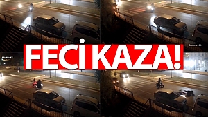 Yaya geçidinde motosikletler çarpıştı! (Videolu)