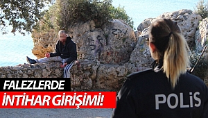 Falezlerde 4 saatlik intihar girişimi! (Videolu)