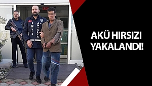 Çaldığı aküyle beraber yakalandı!