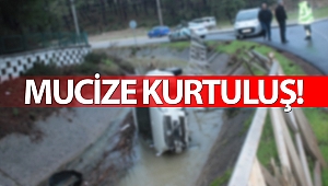 Otomobil kanala uçtu!