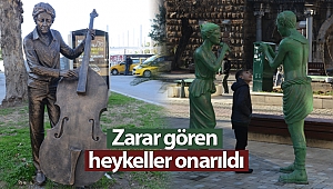 Zarar gören heykeller onarıldı 