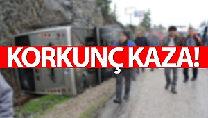 Antalya'da minibüsün çarptığı halk midibüsü devrildi! (Videolu)
