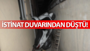 Motosikletle istinat duvarından düştü!