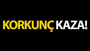 Köprülü kavşağa takılan kamyon yan yattı!