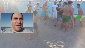 Eşini dövdüğü iddia edilen kocaya sahilde meydan dayağı