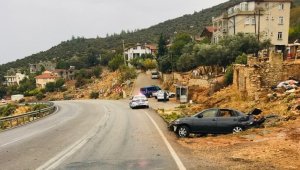 Kaygan yolda otomobil takla attı: 1 yaralı