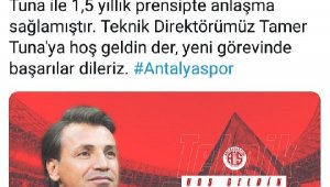 Antalyaspor'dan "Hoş geldin Tamer Tuna" paylaşımı