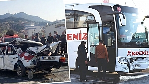 OTOBÜSLE OTOMOBİL ÇARPIŞTI: 1 YARALI