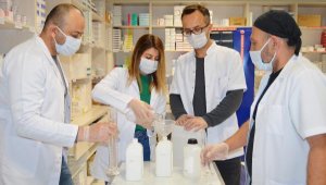 Hastanede maske ve dezenfektan üretimi