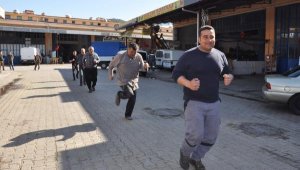 Sanayi esnafı bağışıklık sistemini güçlendirmek için sabah sporu yapıyor