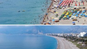 Konyaaltı sahiline 'sosyal mesafeli' deniz keyfi ayarı lar