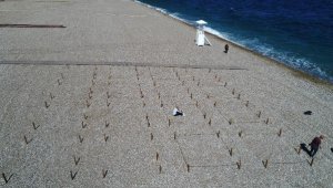 Konyaaltı sahiline 'sosyal mesafeli' deniz keyfi ayarı