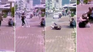 Yasak nedeniyle 42 gün görüşemeyen kız arkadaşlar, sarılırken düştü