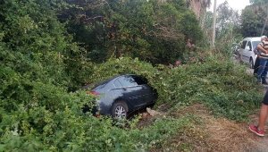 Otomobil bahçeye daldı: 1 yaralı