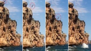 Plaj yasağı kalktı, falezlerden atlayışlar başladı