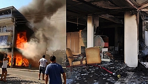 Beyaz eşya deposu alev alev yandı