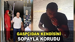 Gaspçıdan kendisini sopayla korudu