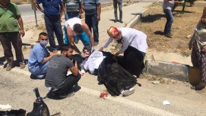 Kırmızı ışık ihlali yapan kamyonet motosiklete çarptı: 1 yaralı