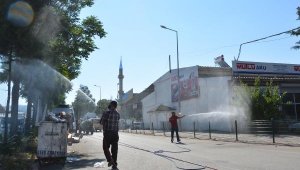 Korkuteli Sanayi Sitesi'nde ağaçlar ilaçlandı