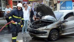 Otomobil çalıştırılırken alev aldı